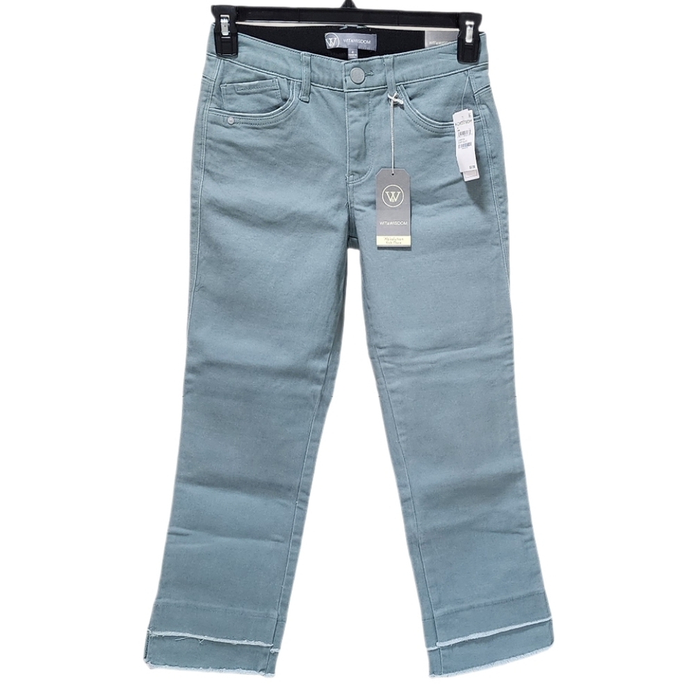Wit & Wisdom Kick Flare Jeans Double Layer Fray Hem Mid-Rise Ab Solution 4